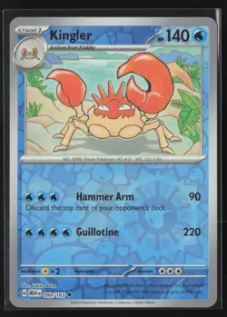 Kingler 099/165 Uncommon 151 Pokemon Reverse Holo Lightly Played - Image 1