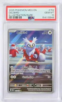 Delibird 152/132 Pokemon Me01: Mega Evolution Illustration Rare PSA 10 - Image 1