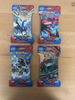 POKEMON TCG XY Base Set SLEEVED Blister Booster Pack 4x ART SET COMPLETE SEALED - Image 1