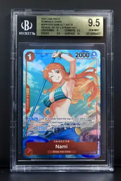 One Piece Nami OP01-016 Romance Dawn Alternate Alt Art ERRATA BGS 9.5 English - Image 1