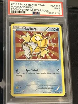 PSA 9 2016 POKEMON XY BLACK STAR PROMO SHINY MEGA GYARADOS #XY143 MAGIKARP HOLO - Image 1