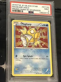 PSA 9 2016 POKEMON XY BLACK STAR PROMO SHINY MEGA GYARADOS #XY143 MAGIKARP HOLO - Image 2