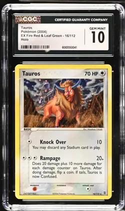 2004 POKEMON EX FIRE RED & LEAF GREEN TAUROS HOLO 16/112 CGC 10 GEM MINT ENGLISH - Image 1