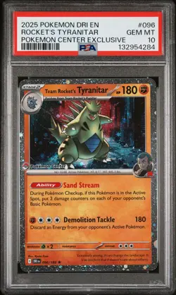 2025 POKEMON DRI EN-DESTINED RIVALS #096 TEAM ROCKET'S TYRANITAR PSA 10 - Image 1