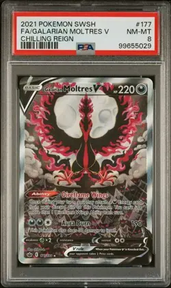 Galarian Moltres V 177/198 Chilling Reign Pokemon PSA 8 - Image 1
