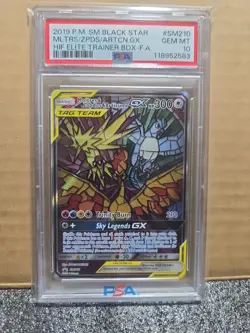 2019 POKEMON SM BLACK STAR PROMO FULL ART/MOLTRES & ZAPDOS & ARTICUNO GX PSA 10 - Image 1