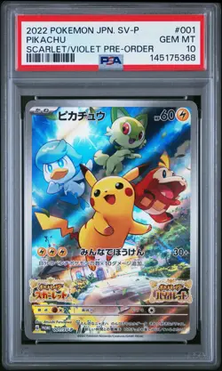 2022 POKEMON JAPANESE SV PROMO SCARLET & VIOLET PRE-ORDER #001 PIKACHU PSA 10 - Image 1