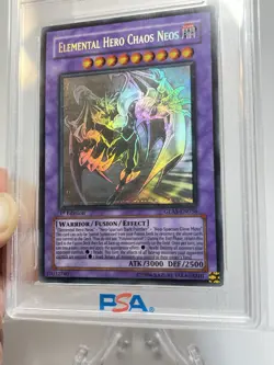 Yugioh Elemental Hero Chaos Neos 1st Ed. Ghost Rare GLAS-EN036 PSA 8 - Image 3