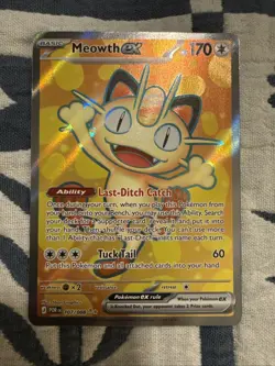Pokemon Meowth EX Full Art Ultra Rare Holo Card POR 107/088 English NM Mint - Image 1