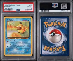1999 1st EDITION FOSSIL BUNDLE PSYDUCK & GOLDUCK SEQUENTIAL CERTS PSA 8 POKEMON - Image 5