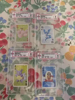 lot 4 1999 Bicycle pokemon mini playing card graded 9- articulano jynx wartortle - Image 1