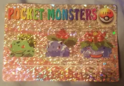 Pocket Monsters Pokemon Cardass Bulbasaur Ivysaur Venusaur NM Holo Sticker Card - Image 1