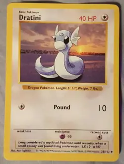 Miscut Pokemon Shadowless Base Set Dratini 26/102 NM Unplayed OC Off Center - Image 1