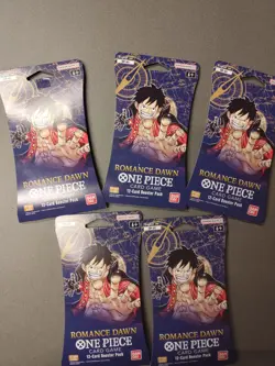 5x One Piece OP-01 Romance Dawn Blister Paper Sleeve Booster Pack ENG SEALED - Image 1