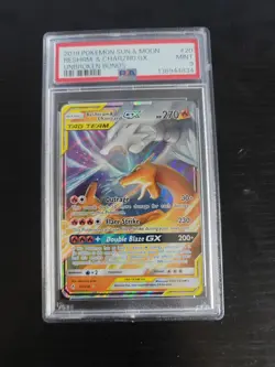 Pokemon TCG Reshiram & Charizard GX Holo Card 20/214 Unbroken Bonds PSA 9 - Image 1