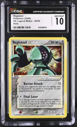 CGC 10 GEM MINT Registeel Gold Star 2006 EX Legend Maker 92/92 Holo Pokemon Card - Image 1