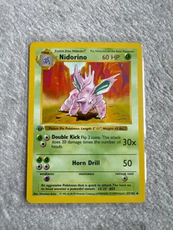 Pokemon Card - Nidorino Base Set (Shadowless) 37/102 Uncommon 1st Edition - Image 1