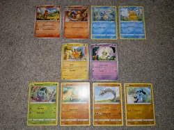 10 Card Pokemon bundle, Pikachu, Squirtle, Bulbasaur, Charmander And More - Image 1