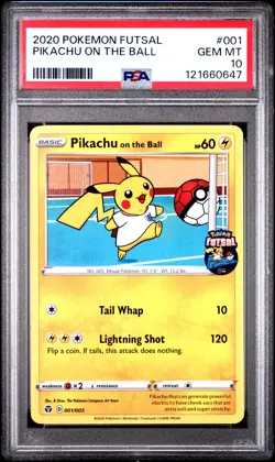 2020 POKEMON FUTSAL #001 PIKACHU ON THE BALL PSA 10 - Image 1