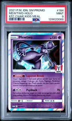 Pokemon Mewtwo 184/SM-P KFC Kentucky Fried Chicken Promo Card PSA 9 - Image 1
