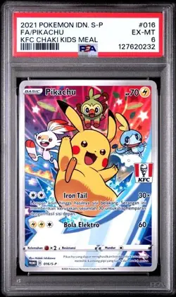 Pokemon Indonesian KFC Kids Meal Pikachu #016 PSA 6 - Image 1