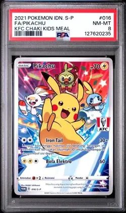 Pokemon Indonesian KFC Kids Meal Pikachu #016 PSA 8 - Image 1