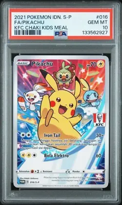 Pokemon Indonesian KFC Kids Meal Pikachu #016 PSA 10 - Image 1