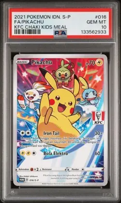 Pokemon Indonesian KFC Kids Meal Pikachu #016 PSA 10 - Image 1