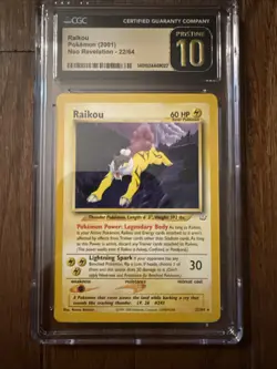 Pokemon TCG Raikou Neo Revelation Card 22/64 CGC Pristine 10 Non Holo Rare 2001 - Image 1