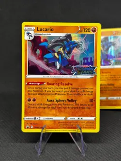 Pokemon TCG Black Star Promo Brilliant Stars Prerelease Lucario SWSH186 NM/M - Image 1