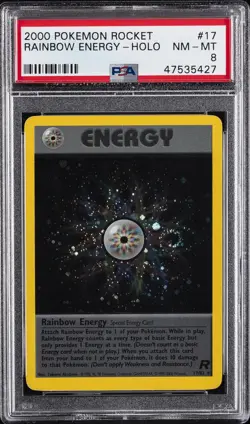 2000 POKEMON ROCKET #17 RAINBOW ENERGY-HOLO PSA 8 - Image 1