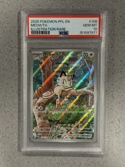 Pokemon Phantasmal Flames Meowth #106 Illustration Rare PSA 10 - Image 1