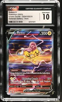 2023 Pokemon Crown Zenith Raikou V Full Art #GG41/G70 CGC 10 - Image 1