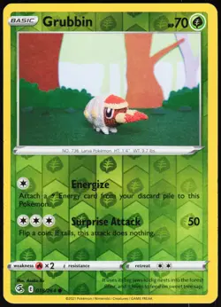 Grubbin 018/264 Common Fusion Strike Pokemon Reverse Holo Near Mint - Image 1
