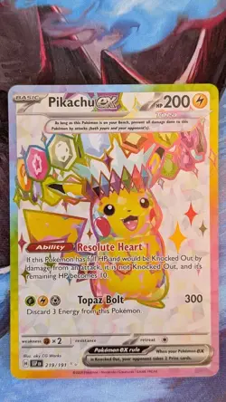 Pokemon Pikachu ex 219/191 Ultra Rare Full Art Holo Sv08: Surging Sparks TCG - Image 1