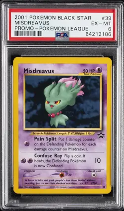 2001 POKEMON PROMO BLACK STAR POKEMON LEAGUE #39 MISDREAVUS PSA 6 - Image 1