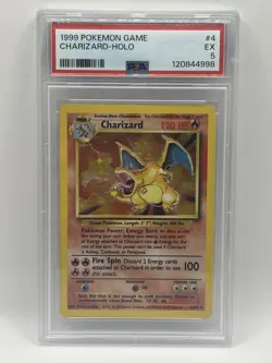 1999 POKEMON BASE SET UNLIMITED #4 CHARIZARD-HOLO PSA 5 - Image 1