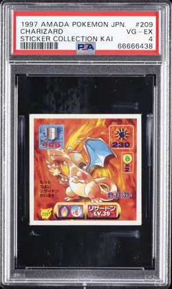 1997 AMADA POKEMON JAPANESE STICKER COLLECTION KAI #209 CHARIZARD PSA 4 - Image 1