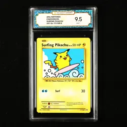 TQG 9.5 MINT+ 2016 Pokemon ENG Surfing Pikachu #XY-EV 111/108 R - Image 1