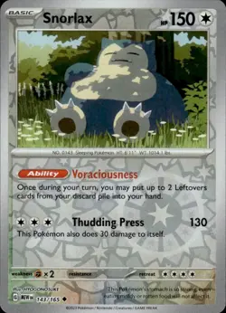 Snorlax 143/165 - Reverse Holo - Scarlet & Violet 151 - Pokemon TCG - Image 1