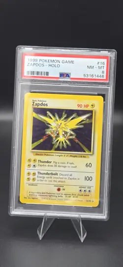 PSA 8 Pokemon TCG Zapdos Holo Rare Base Set 16/102 English 1999 Ken Sugimori - Image 1
