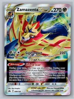 Zamazenta VSTAR 099/159 Holo VSTAR Rare Crown Zenith Pokemon Near Mint - Image 1
