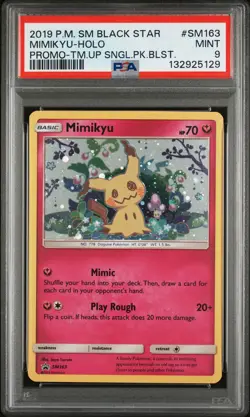 2019 Pokemon SM Pomo Mimikyu-Holo Team Up Single Pack Blisters SM163 PSA 9 - Image 1