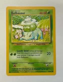 Pokemon Bulbasaur 44/102 Common Base Set Unlimited NM FREE SHIPPING! - Image 1