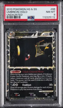2010 POKEMON HEARTGOLD & SOULSILVER UNDAUNTED #86 UMBREON-HOLO PSA 8 - Image 1