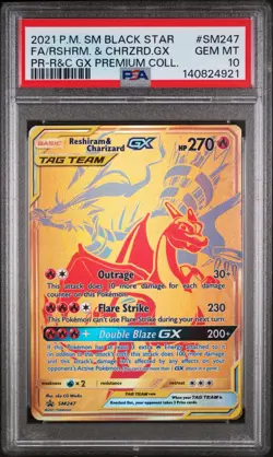 Pokemon Reshiram & Charizard GX SM247 Sun & Moon Black Star Promo PSA 10 - Image 1