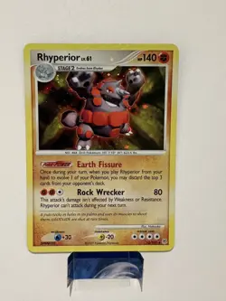 Holo Swirl Rhyperior 12/130 Diamond and Pearl Pokemon TCG LP+ - Image 1