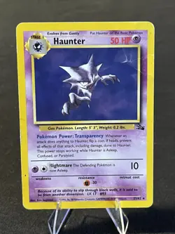 Pokemon TCG Haunter Fossil Set Unlimited Rare Non-Holo Card 21/62 - Image 1