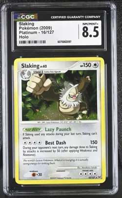 CGC 8.5 Slaking 2009 Platinum 16/127 Holo Pokemon Card - Image 1
