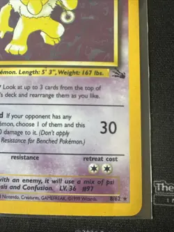 Pokemon Hypno 8/62 Fossil Holo Rare Stage 1 90 HP Card English - Image 4